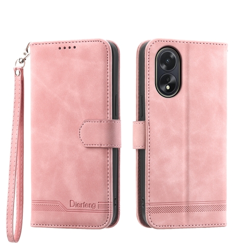 

For OPPO A38 4G Dierfeng Dream Line TPU + PU Leather Phone Case(Pink)