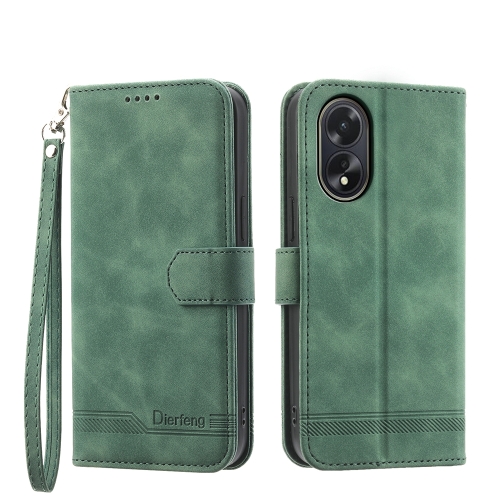 

For OPPO A38 4G Dierfeng Dream Line TPU + PU Leather Phone Case(Green)