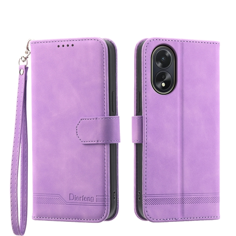 

For OPPO A38 4G Dierfeng Dream Line TPU Hybrid PU Leather Phone Case(Purple)