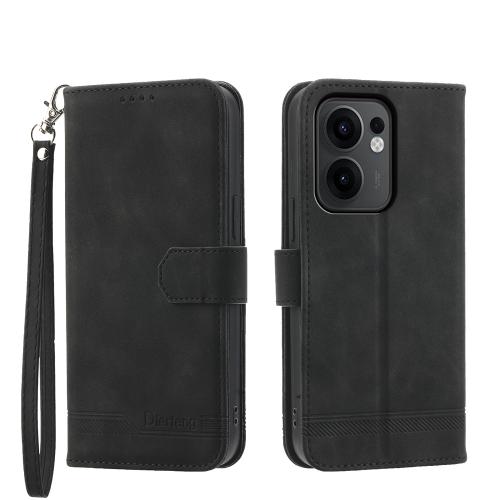 

For OPPO Reno13 F 4G / 5G Dierfeng Dream Line TPU + PU Leather Phone Case(Black)