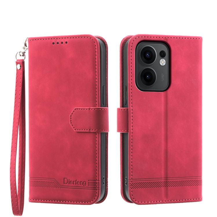 

For OPPO Reno13 F 4G / 5G Dierfeng Dream Line TPU Hybrid PU Leather Phone Case(Red)