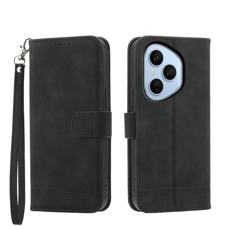 

For OPPO Reno14 Global / Reno14 F 5G Dierfeng Dream Line TPU Hybrid PU Leather Phone Case(Black)