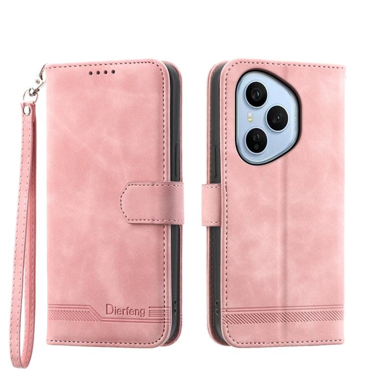 

For OPPO Reno14 Global / Reno14 F 5G Dierfeng Dream Line TPU Hybrid PU Leather Phone Case(Pink)
