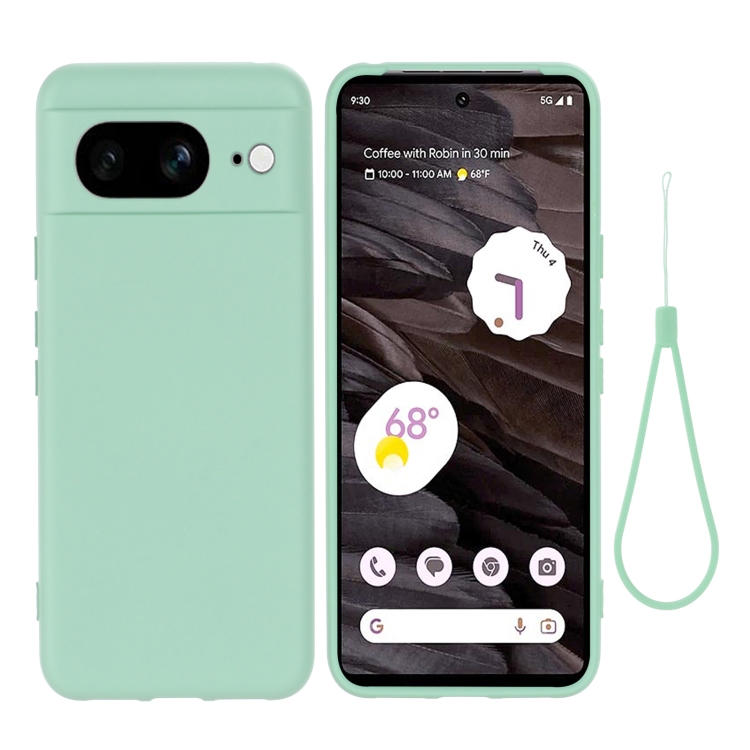 

For Google Pixel 8 Pure Color Liquid Silicone Shockproof Phone Case(Green)