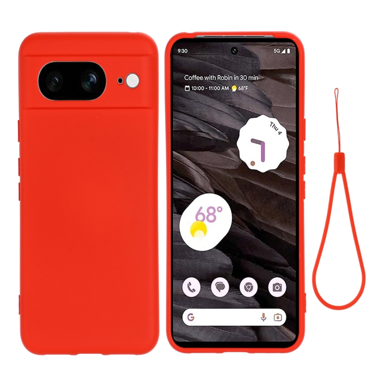 

For Google Pixel 8 Pure Color Liquid Silicone Shockproof Phone Case(Red)