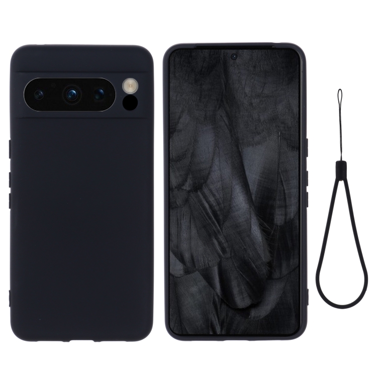 

For Google Pixel 8 Pro Pure Color Liquid Silicone Shockproof Phone Case(Black)