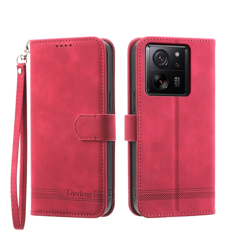 

For Xiaomi 13T Dierfeng Dream Line TPU + PU Leather Phone Case(Red)
