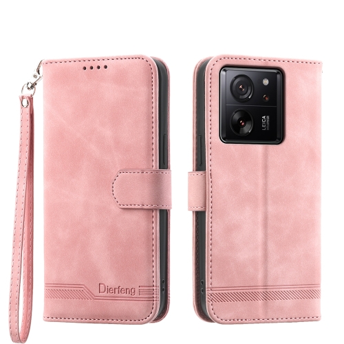 

For Xiaomi 13T Dierfeng Dream Line TPU + PU Leather Phone Case(Pink)