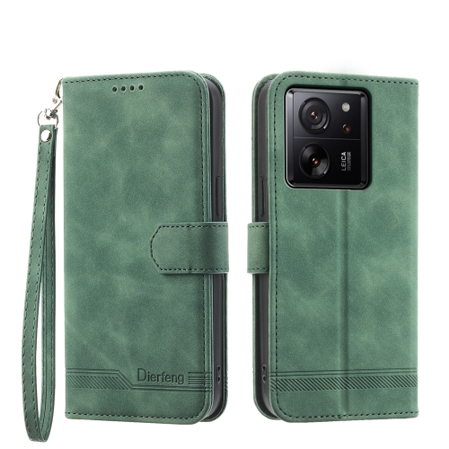 

For Xiaomi 13T Dierfeng Dream Line TPU + PU Leather Phone Case(Green)