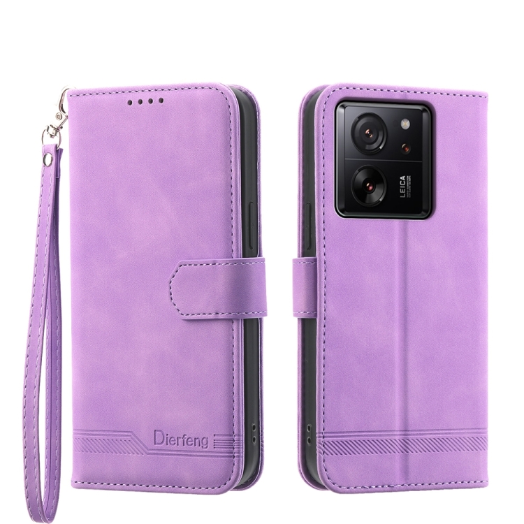 

For Xiaomi 13T Dierfeng Dream Line TPU + PU Leather Phone Case(Purple)