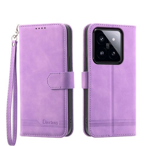 

For Xiaomi 14 Pro Dierfeng Dream Line TPU + PU Leather Phone Case(Purple)