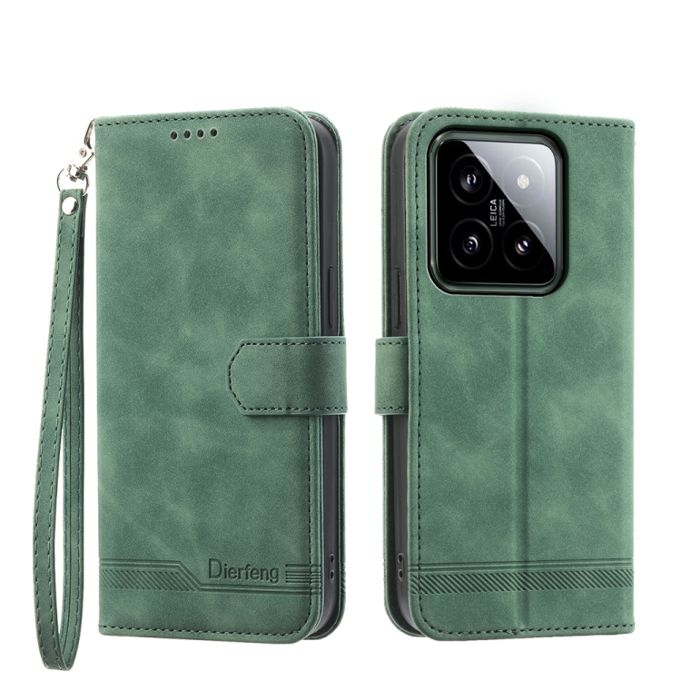 

For Xiaomi 14 Dierfeng Dream Line TPU + PU Leather Phone Case(Green)
