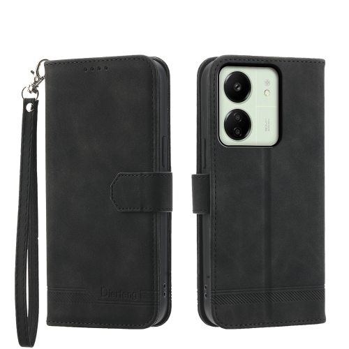 

For Xiaomi Redmi 13C Dierfeng Dream Line TPU + PU Leather Phone Case(Black)