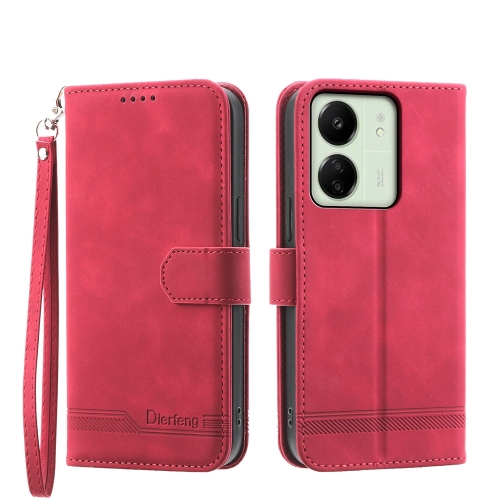 

For Xiaomi Redmi 13C Dierfeng Dream Line TPU + PU Leather Phone Case(Red)