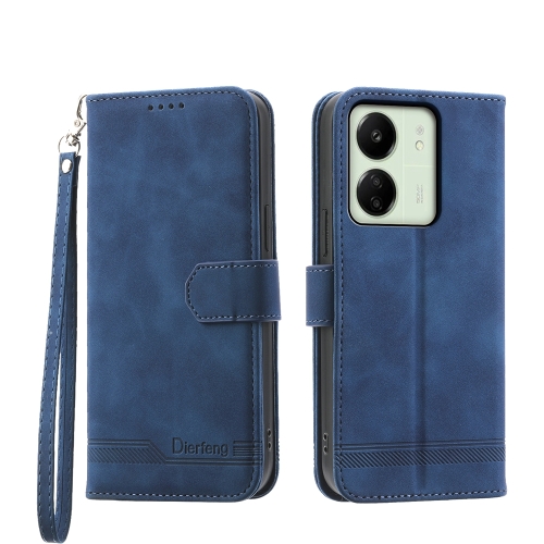 

For Xiaomi Redmi 13C Dierfeng Dream Line TPU + PU Leather Phone Case(Blue)