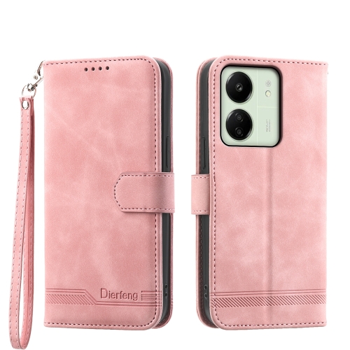 

For Xiaomi Redmi 13C Dierfeng Dream Line TPU + PU Leather Phone Case(Pink)