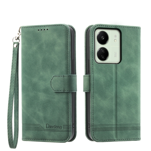 

For Xiaomi Redmi 13C Dierfeng Dream Line TPU + PU Leather Phone Case(Green)