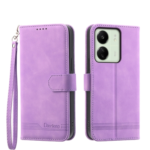 

For Xiaomi Redmi 13C Dierfeng Dream Line TPU + PU Leather Phone Case(Purple)