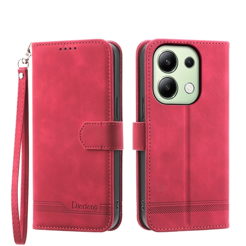 

For Xiaomi Redmi Note13 4G Dierfeng Dream Line TPU + PU Leather Phone Case(Red)