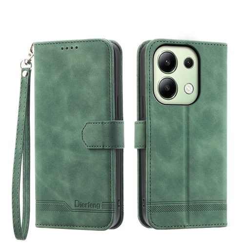 

For Xiaomi Redmi Note13 4G Dierfeng Dream Line TPU + PU Leather Phone Case(Green)