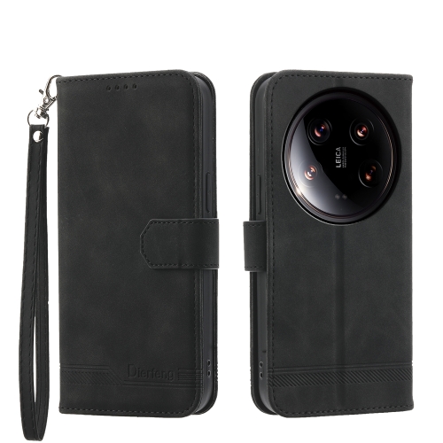 

For Xiaomi 14 Ultra Dierfeng Dream Line TPU + PU Leather Phone Case(Black)