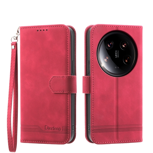 

For Xiaomi 14 Ultra Dierfeng Dream Line TPU + PU Leather Phone Case(Red)