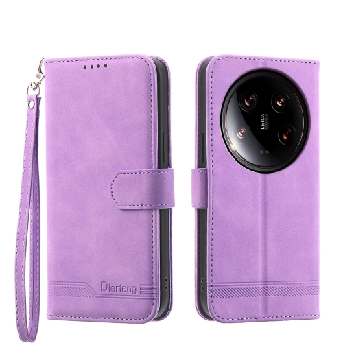 

For Xiaomi 14 Ultra Dierfeng Dream Line TPU + PU Leather Phone Case(Purple)