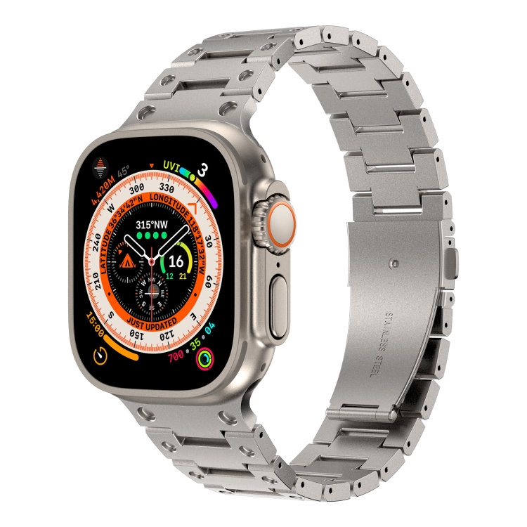

Double Rows Metal Watch Band For Apple Watch 7 45mm(Titanium)