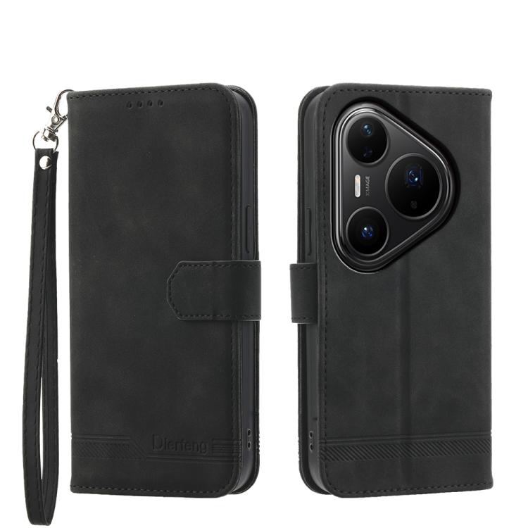 

For Huawei Pura 80 Ultra 5G Dierfeng Dream Line TPU Hybrid PU Leather Phone Case(Black)