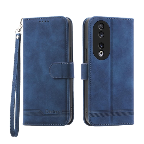 

For Honor 90 5G Dierfeng Dream Line TPU + PU Leather Phone Case(Blue)