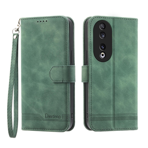 

For Honor 90 5G Dierfeng Dream Line TPU + PU Leather Phone Case(Green)