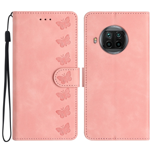 

For Xiaomi Mi 10T Lite Seven Butterflies Embossed Leather Phone Case(Pink)