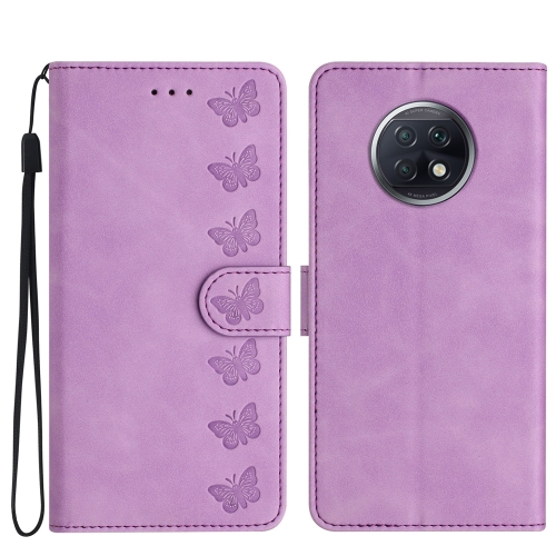 

For Xiaomi Redmi Note 9 5G / Note 9T Seven Butterflies Embossed Leather Phone Case(Purple)