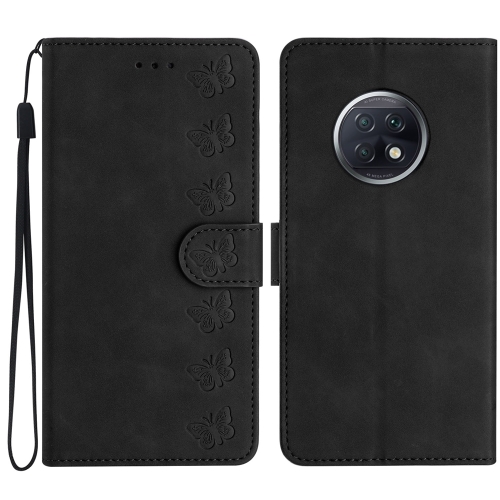 

For Xiaomi Redmi Note 9 5G / Note 9T Seven Butterflies Embossed Leather Phone Case(Black)