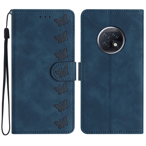 

For Xiaomi Redmi Note 9 5G / Note 9T Seven Butterflies Embossed Leather Phone Case(Blue)