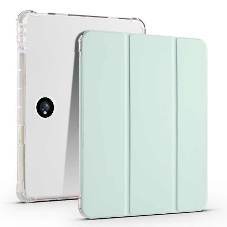 

For OPPO Pad 2 11.6 2023 3-fold Clear TPU Smart Leather Tablet Case with Pen Slot(Light Green)