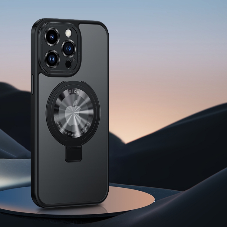 

For iPhone 12 Armor TPU Frosted PC MagSafe Phone Case(Black)