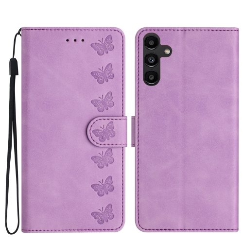

For Samsung Galaxy S23 FE 5G Seven Butterflies Embossed Leather Phone Case(Purple)