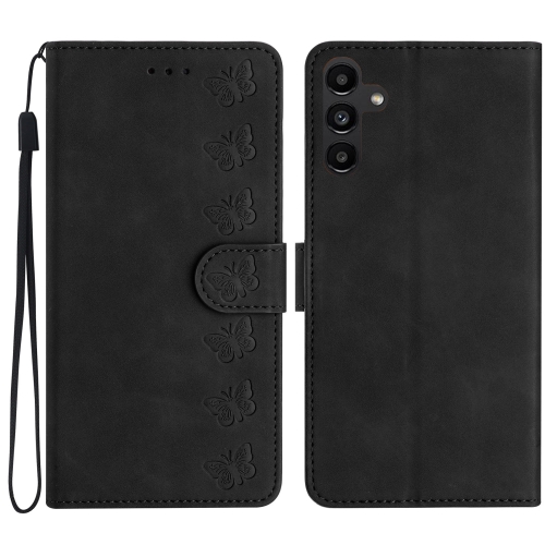 

For Samsung Galaxy S23 FE 5G Seven Butterflies Embossed Leather Phone Case(Black)