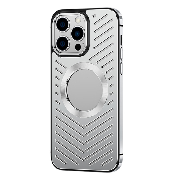 

For iPhone 14 Pro Max MagSafe Magnetic Metal Cooling Phone Case(Silver)