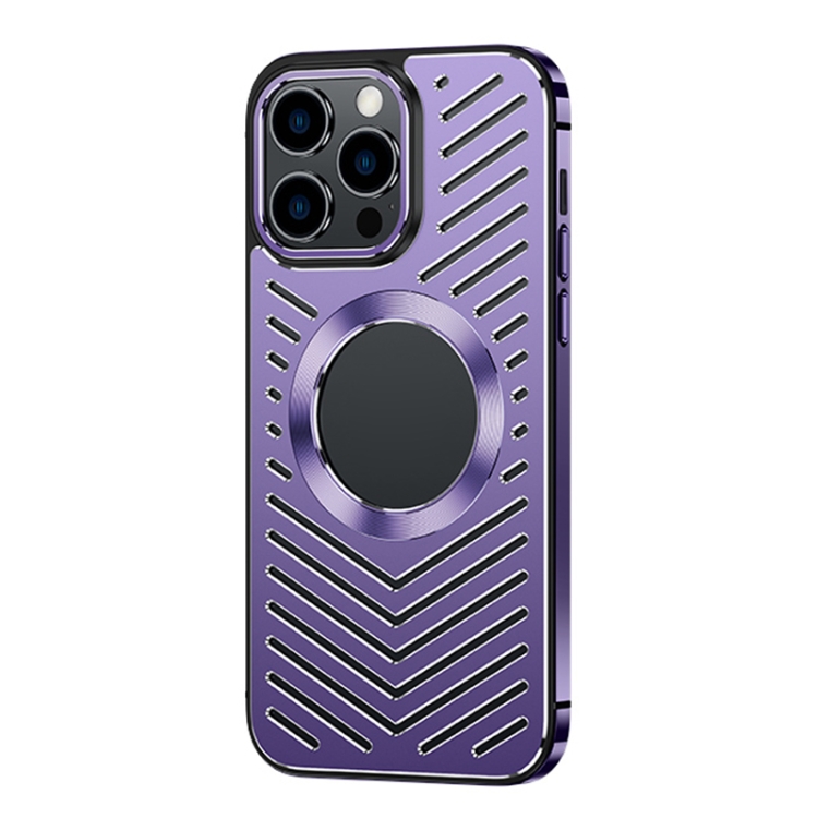 

For iPhone 14 Pro Max MagSafe Magnetic Metal Cooling Phone Case(Purple)