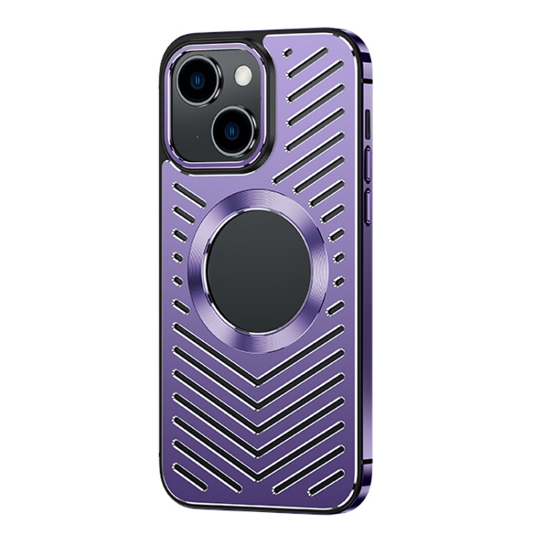 

For iPhone 13 MagSafe Magnetic Metal Cooling Phone Case(Purple)