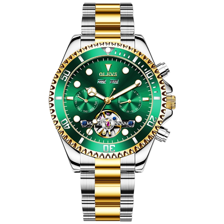 

OLEVS 6605 Men Multifunctional Waterproof Mechanical Watch(Green + Gold)