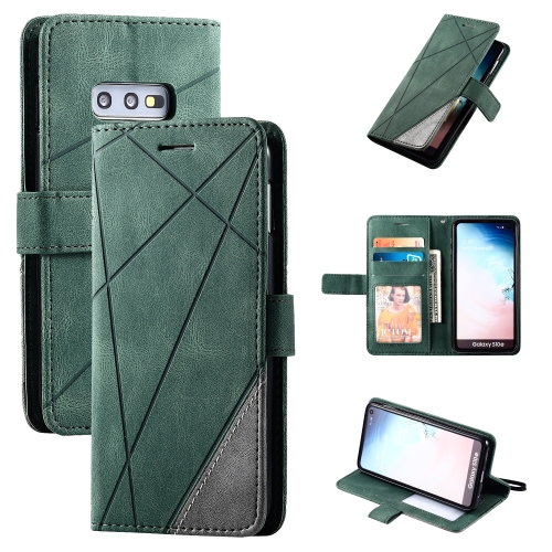 

For Samsung Galaxy S10e Skin Feel Splicing Horizontal Flip Leather Case with Holder & Card Slots & Wallet & Photo Frame(Green)
