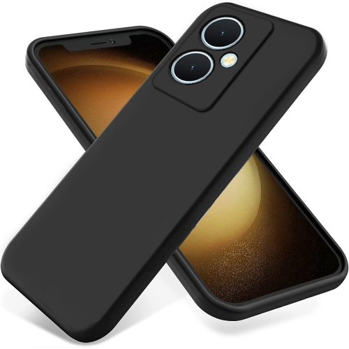 For vivo Y78+ / Y78 / V29 Lite Pure Color Liquid Silicone Shockproof Phone Case(Black) силиконовая накладка для samsung galaxy s10 silicone cover розовая
