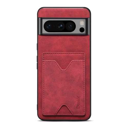 For Google Pixel 8 Denior PU Back Cover Card Slot Holder Phone Case(Red)