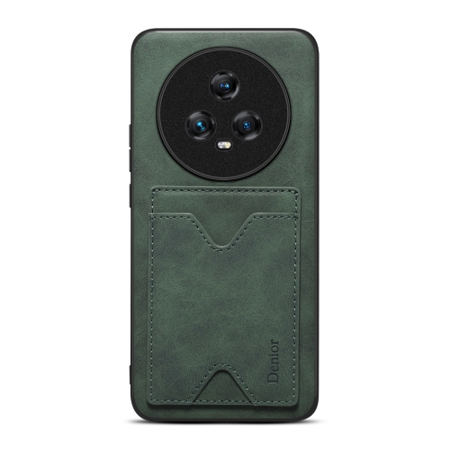 For Honor Magic5 5G Denior PU Back Cover Card Slot Holder Phone Case(Green)