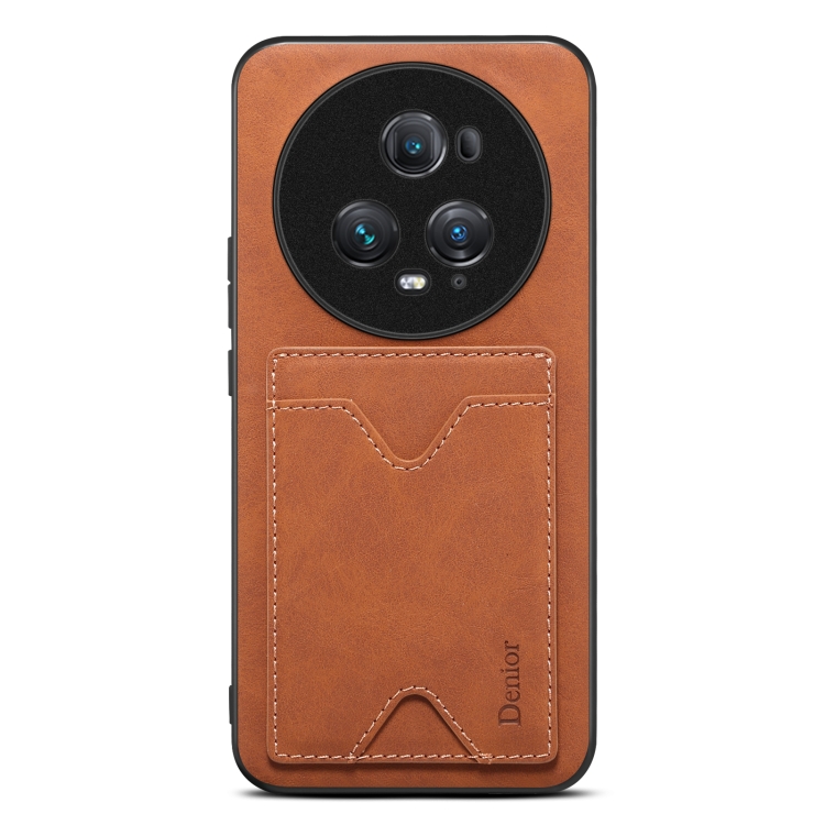 

For Honor Magic5 Ultimate Denior PU Back Cover Card Slot Holder Phone Case(Brown)