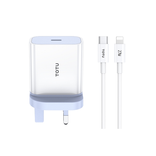 

TOTU ZC32 PD 20W Type-C Port Charger with Type-C to 8 Pin Data Cable Set, Specification:UK Plug(White)