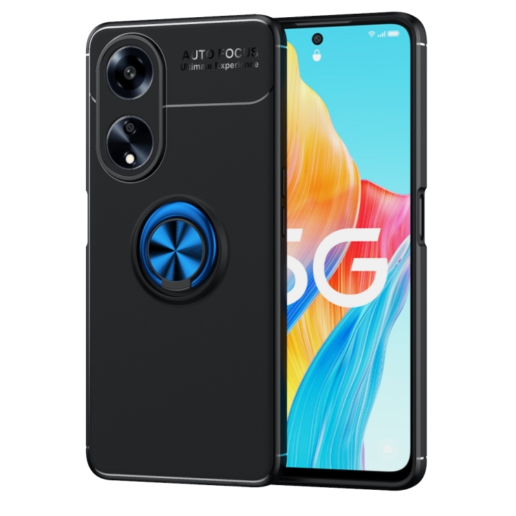 

For OPPO A1 5G Metal Ring Holder TPU Phone Case(Black+Blue)